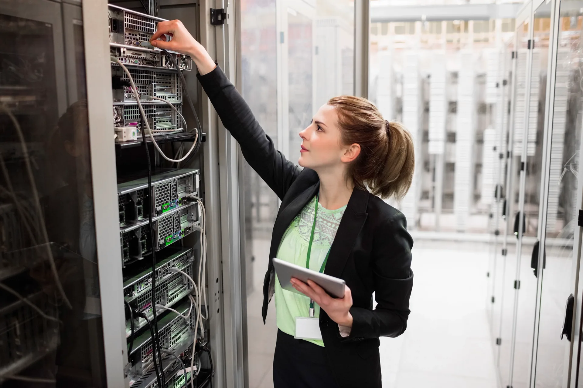 Hands working on server components